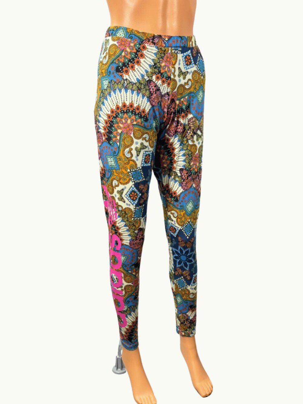 Adidas x Farm Rio Borbomix Butterfly Mosaic Leggings Size L Pink Logo AOP